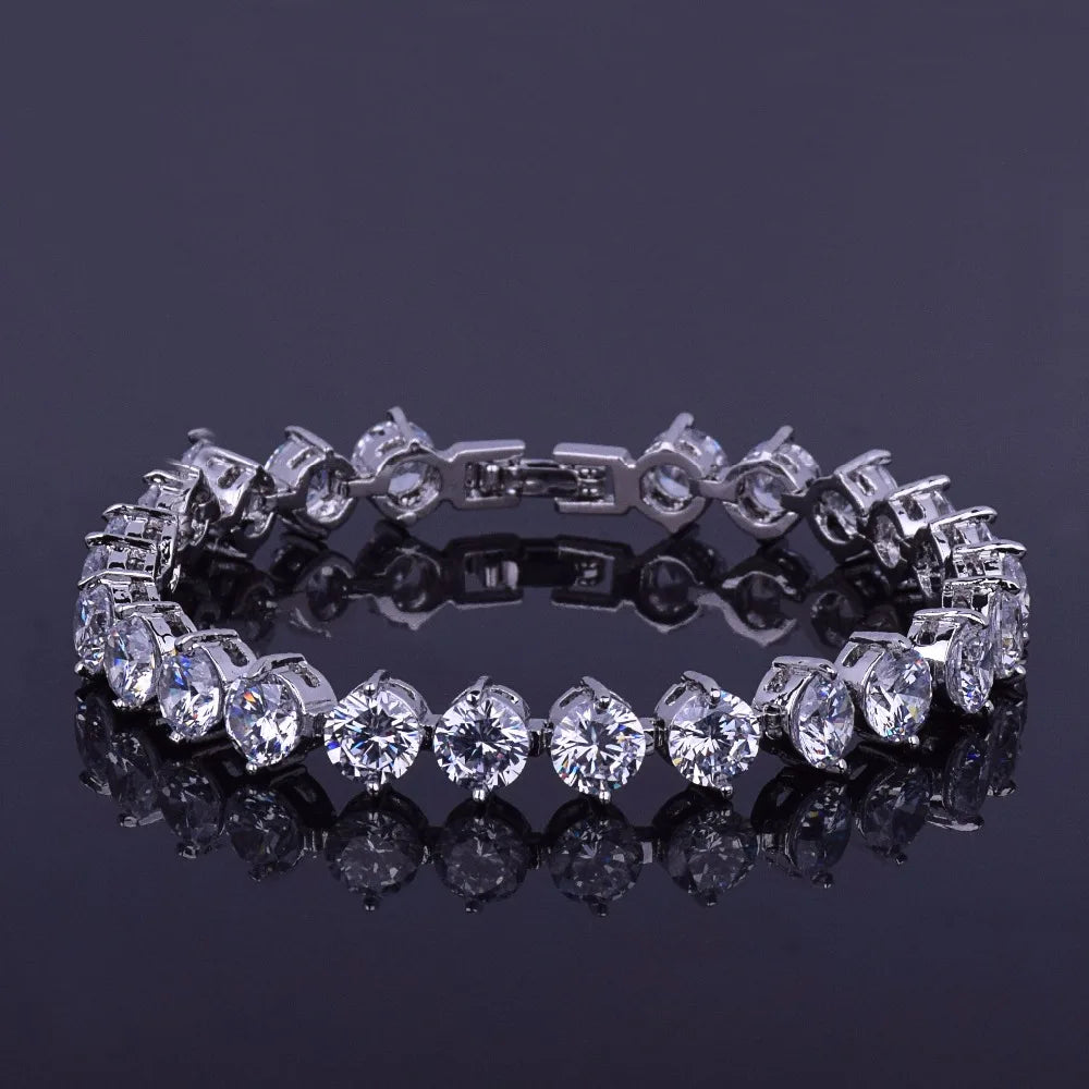 Bubble Letter Iced Zircon Tennis Chain Bracelet Men's Hip hop Jewelry Copper Material Gold Color Box Clasp CZ Bracelet Link 18cm