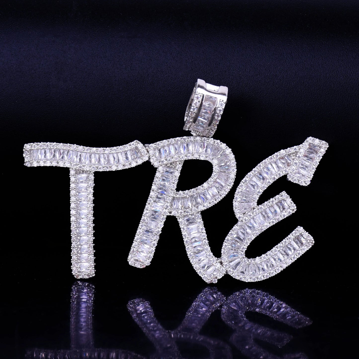 Bubble Letter Custom Name Necklace for Men Baguette Personalized Pendant Iced Out Charms AAAAA Zirconia Hip Hop Rock Jewelry