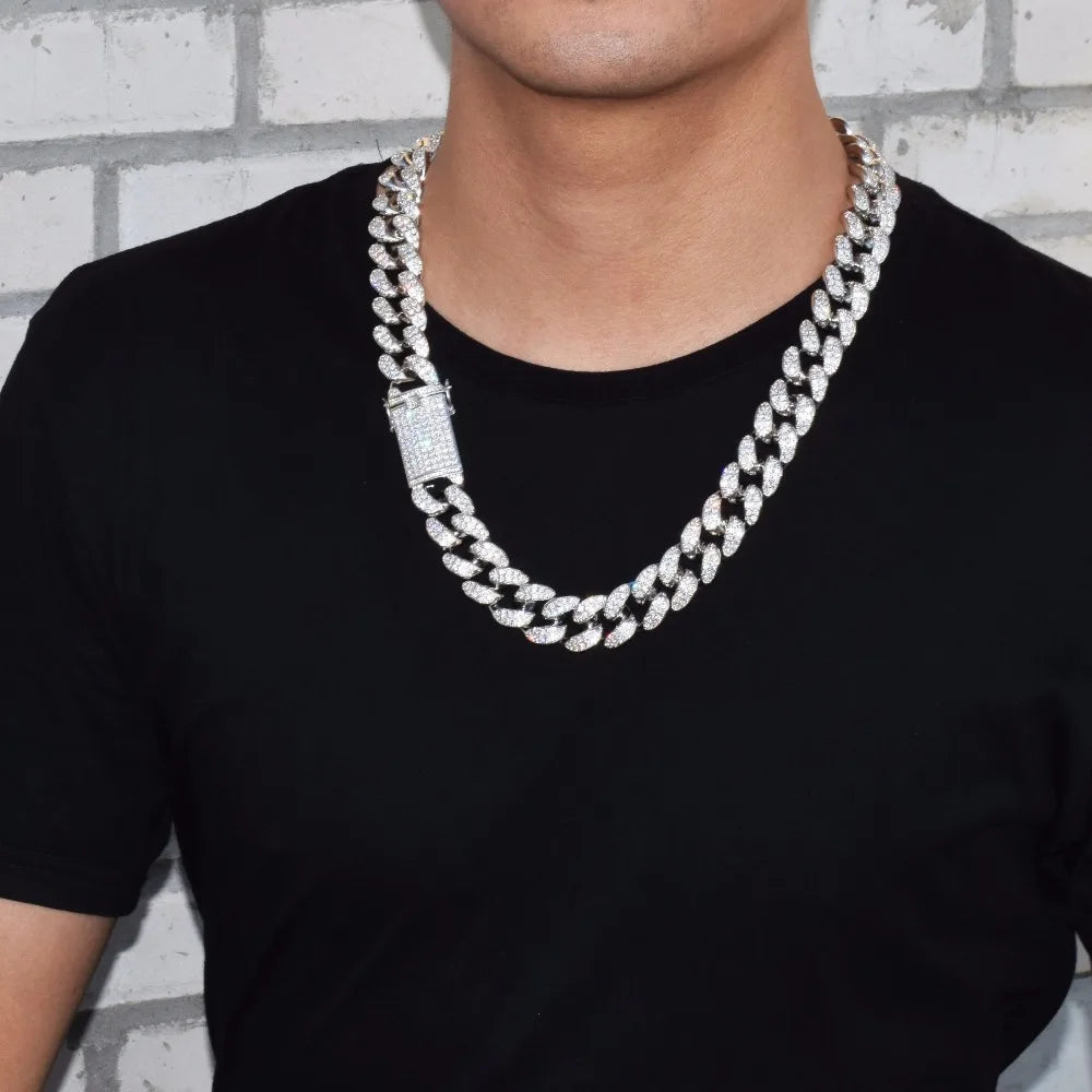 Bubble Letter Miami Cuban Link Chain for Men's Necklace Choker Bling Hip Hop Jewelry Real Gold Plated Charms Free Shipping