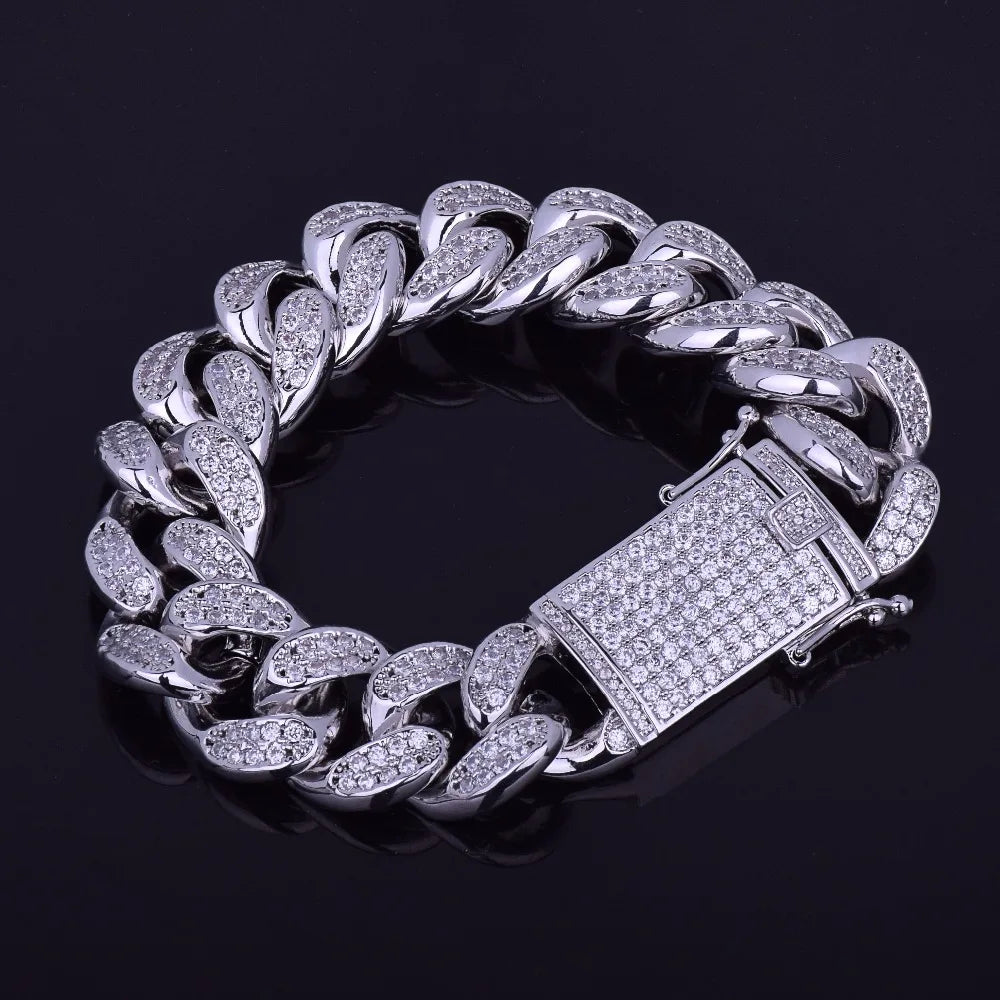 Bubble Letter Cuban Link Bracelet for Men Real Gold Plated Hip Hop Jewelry Free Shipping Items 2021 Trend Gifts