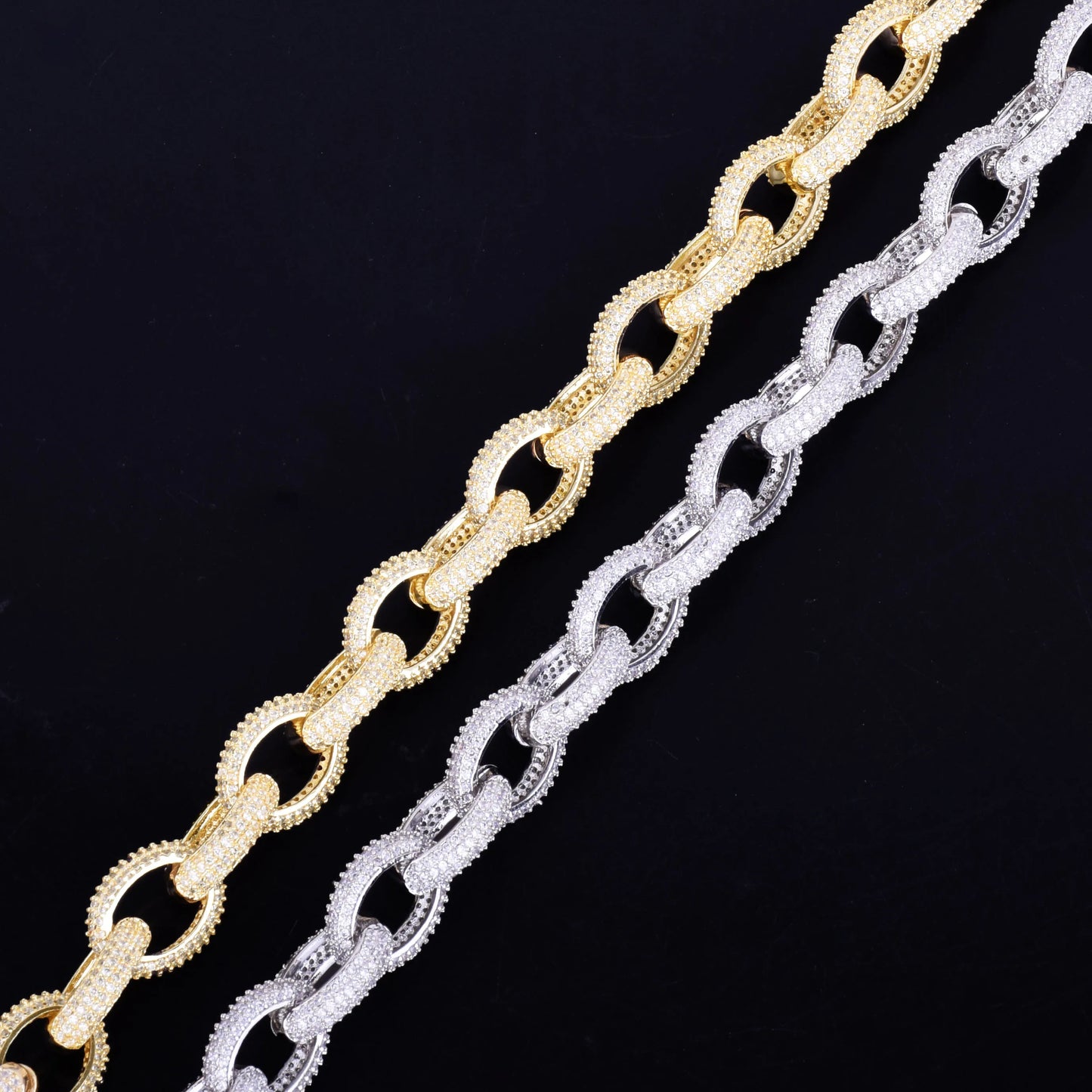 12mm Iced Heavy Small Punk Choker Bling Cubic Zircon Men's Hip hop Necklace Rock Jewelry Gold Color Chain 18" 20"