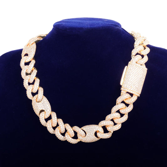 Bubble Letter Miami Cuban Chain Real Gold Plated Hip Hop Jewelry Man Necklace Christams Free Shipping Items