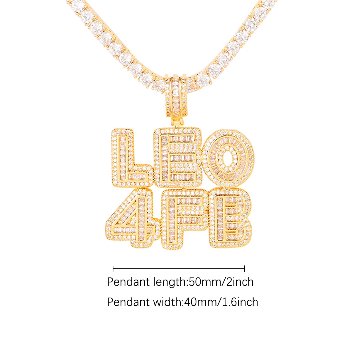 Bubble Letter Custom Name Necklace Men's Chain Baguette Personalized Pendant Real Gold Plated Hip Hop Jewelry Collares Hombre