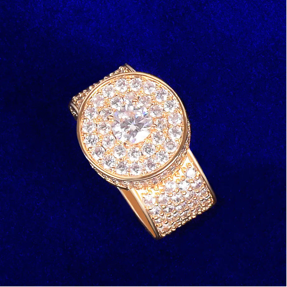 Bubble Letter Wedding Ring for Men Gold Color Plated Full Cubic Zircon Fashion Rock Hip Hop Jewelry