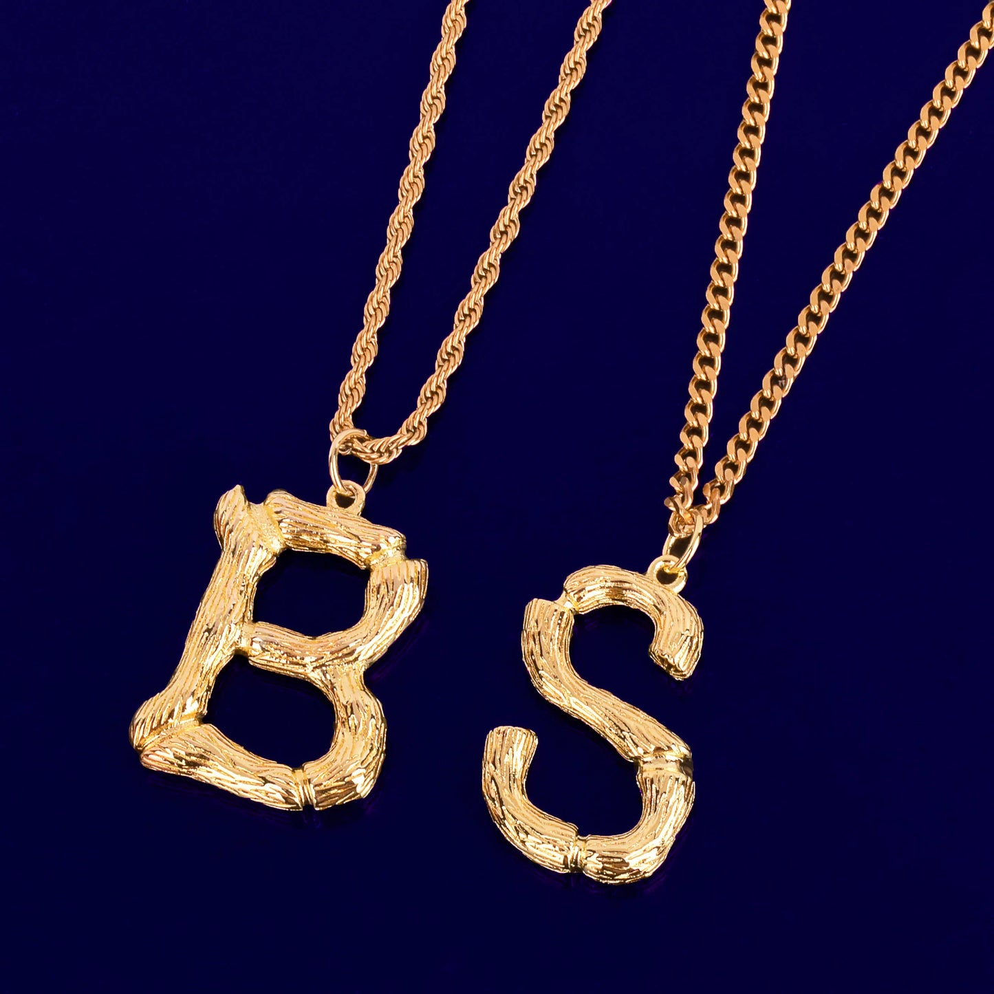 Big Bamboo Letters Pendant Initial Necklaces for Men/Women with Rope Chain Fashion Hip hop Jewelry Valentine's Day Gift