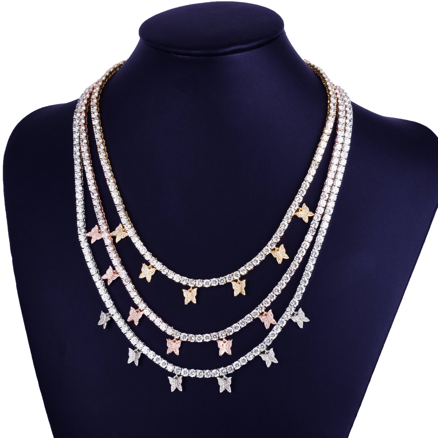 Bubble Letter Butterfly Tennis Chain for Men Necklace Choker Fashion Jewelry 2021 Trend Free Shipping Items