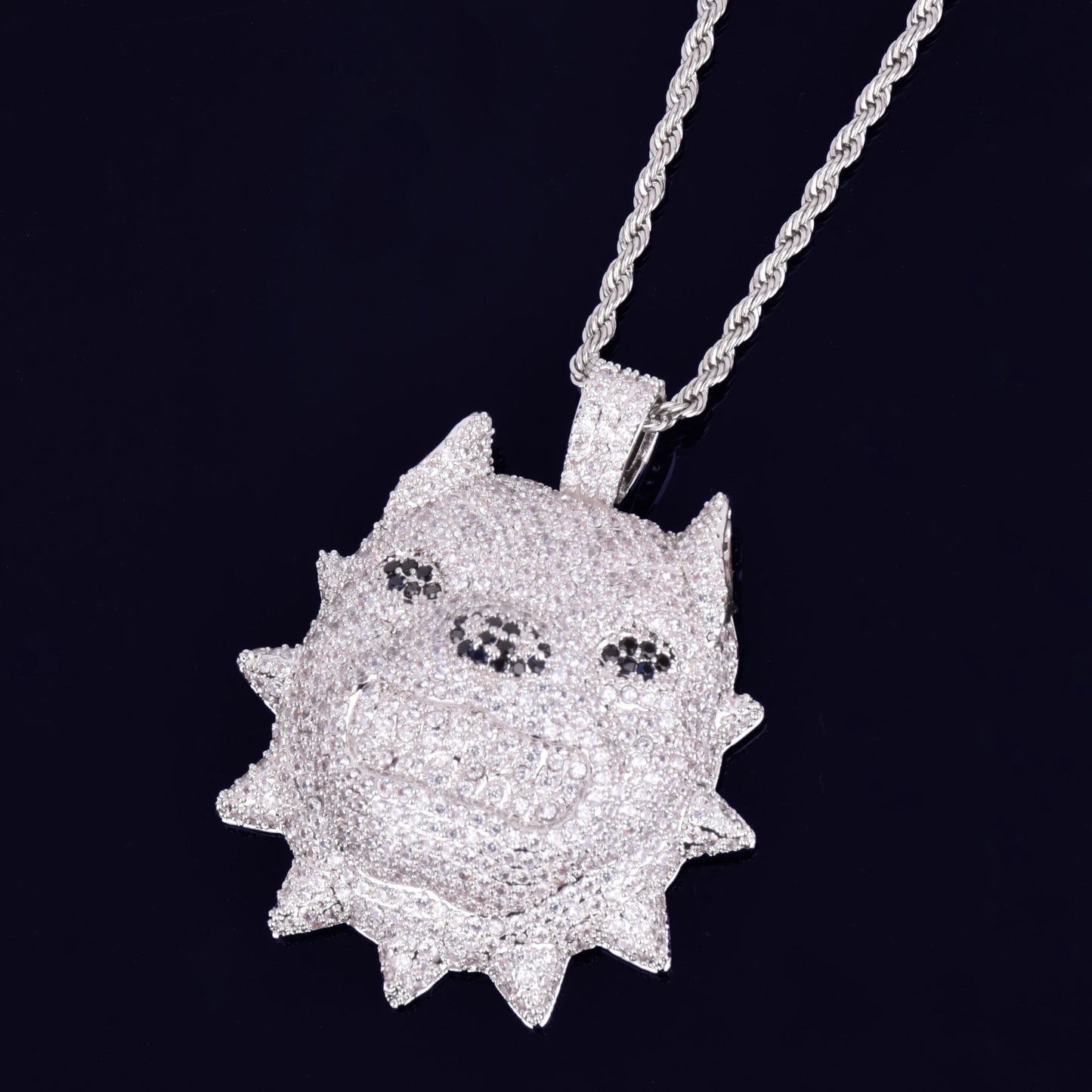 Bubble Letter Animal Dog Head Necklace & Pendant Gold Color Bling Cubic Zircon Men's Hip Hop Rock Street Jewelry