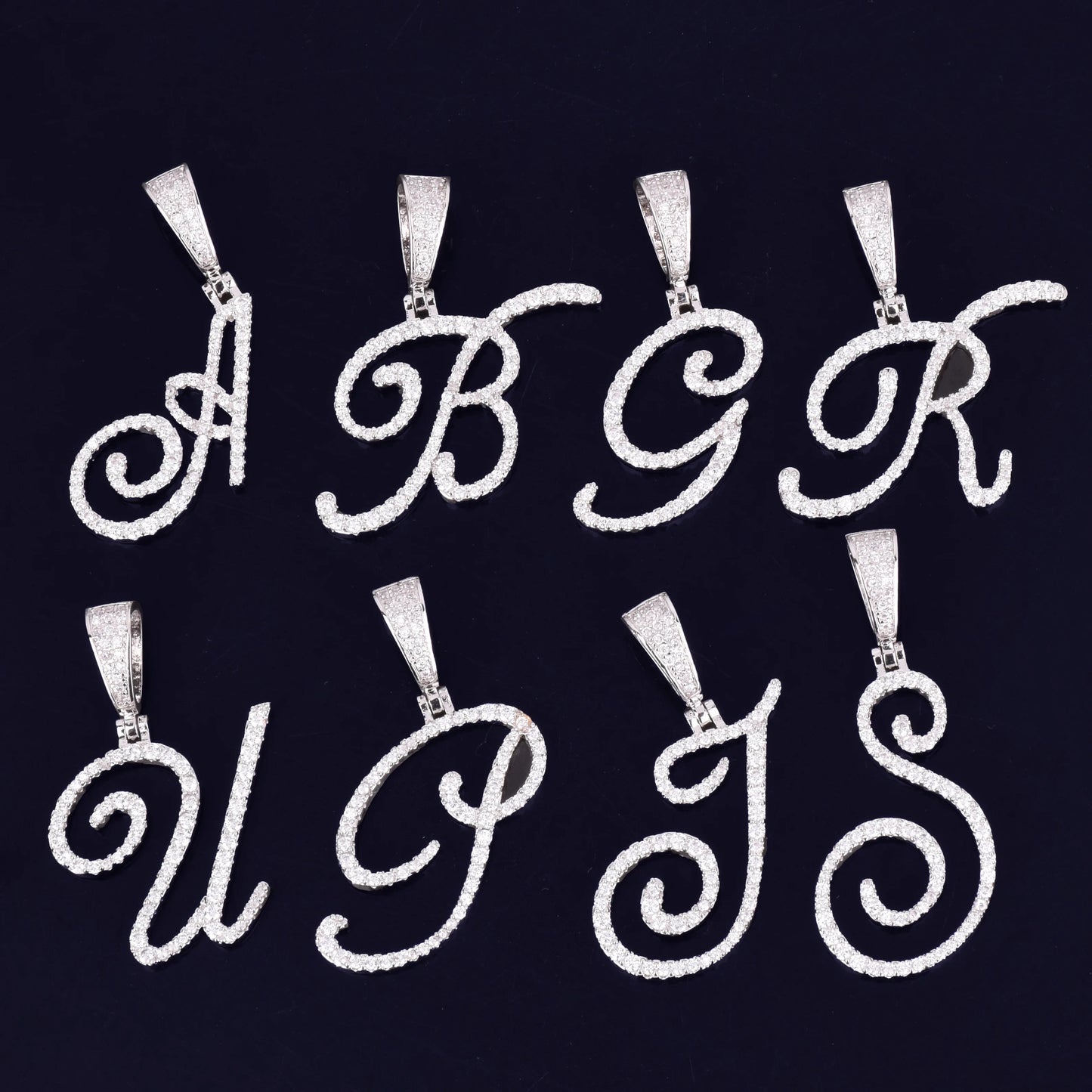 Gold Color Cursive Letter Pendant Necklaces Charm Men's Women Fashion Hip Hop Rock Jewelry with Rope Chain