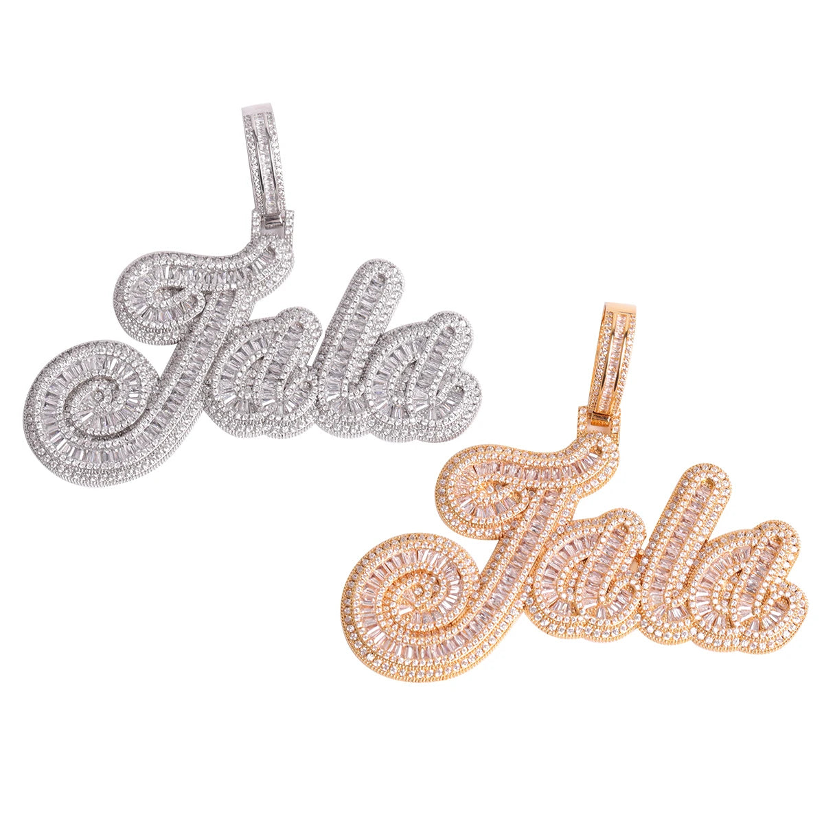 Bubble Letter Customized Name Necklaces Real Gold Plated Charms Men Iced Out Pendant Hip Hop Jewelry Christmas Gifts 2022 Trend