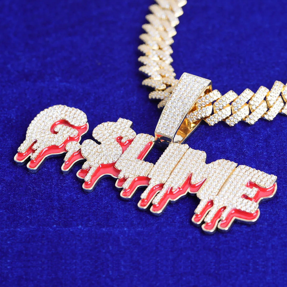 Custom Name Pendant for Men Glow In Dark Drip Real Gold Plated Hip Hop Jewelry