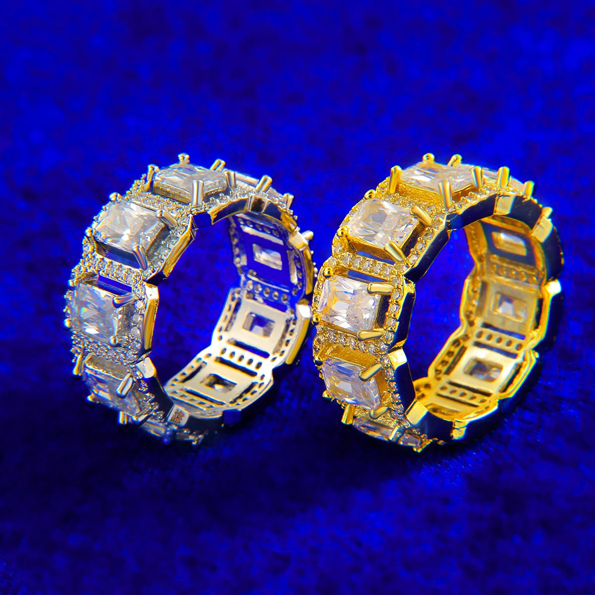 Bubble Letter Iced Baguette Ring for Men Real Gold Plated Hip Hop Jewelry