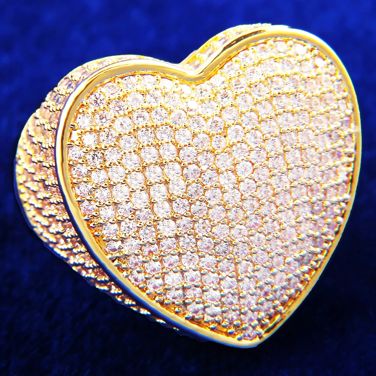 Bubble Letter Heart Ring for Men Real Gold Plated Hip Hop Jewelry Free Shipping Items Gift 2021 Trend