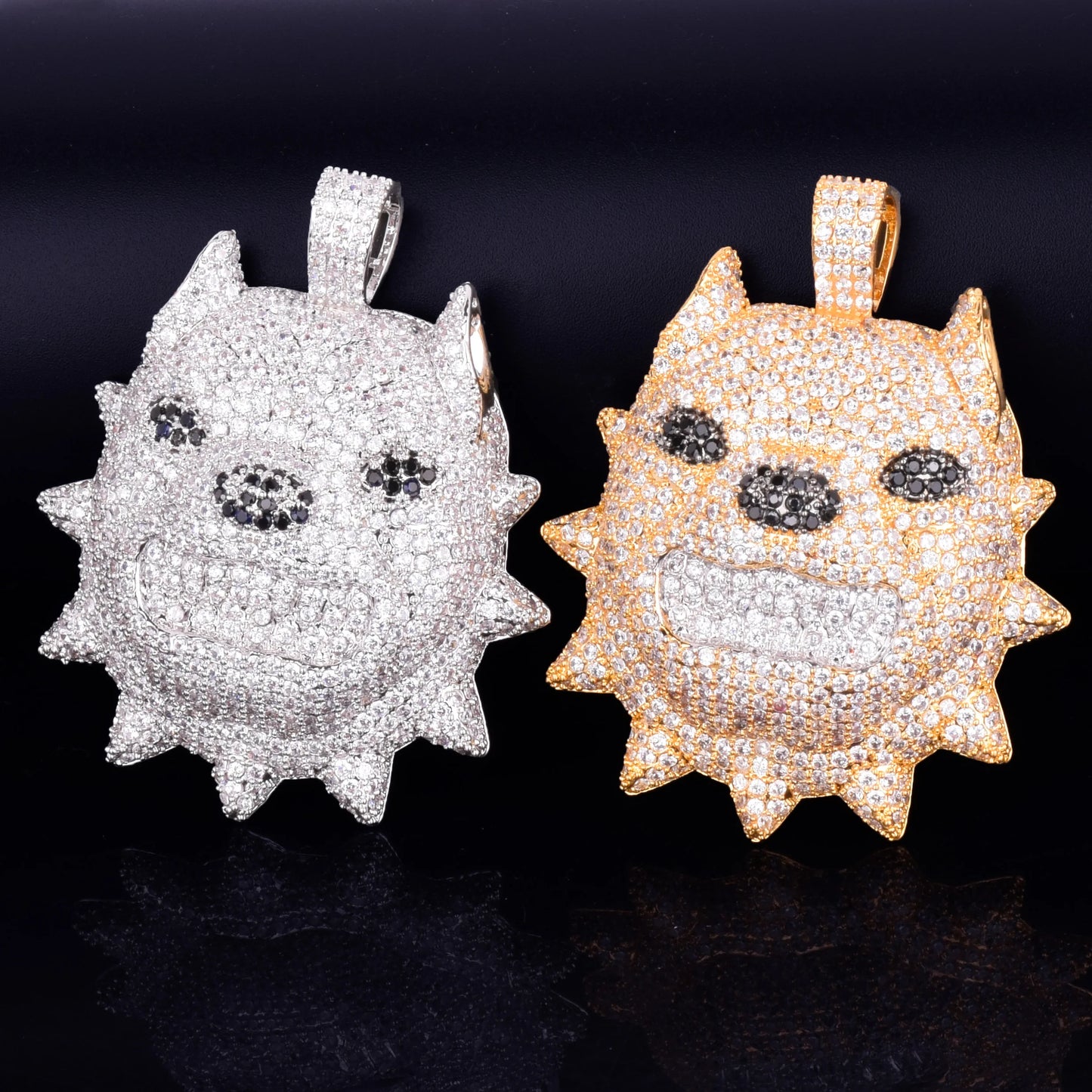 Bubble Letter Animal Dog Head Necklace & Pendant Gold Color Bling Cubic Zircon Men's Hip Hop Rock Street Jewelry