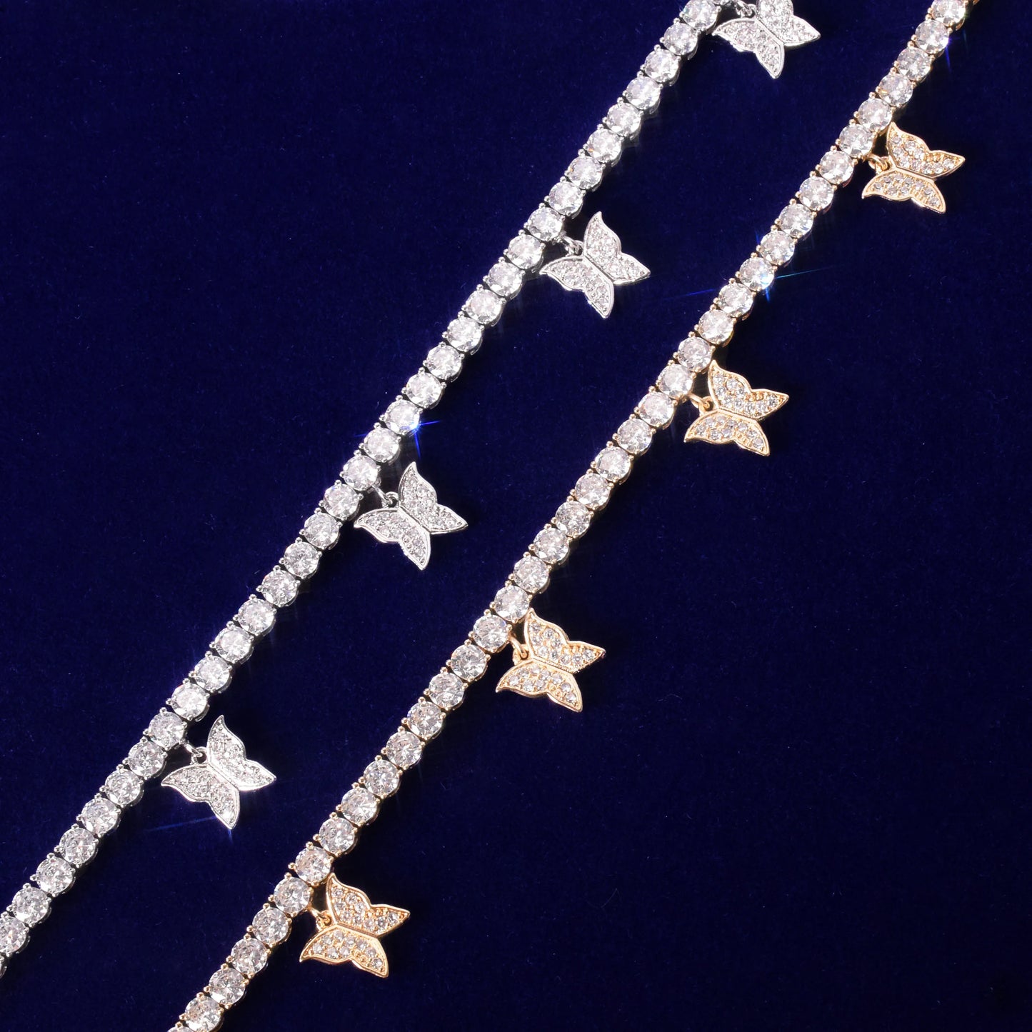 Butterfly Tennis Bracelet Hip Hop Jewelry Gold Color Men Women Link Adjustable