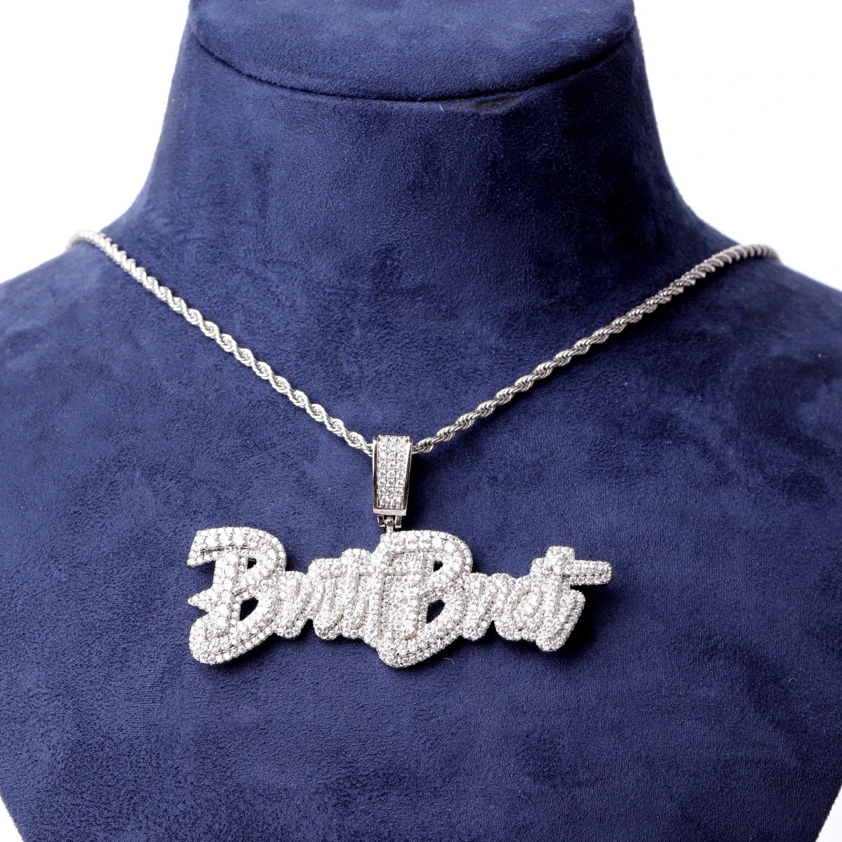 Custom Name Pendant White Gold Necklace Men Rock Street Hip Hop Jewelry