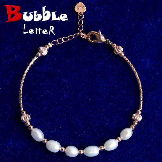 Bubble Letter Pearl Bracelet for Women’s Jewelry Silver Plated Hip Hop Fashion Charms 2023 Trends