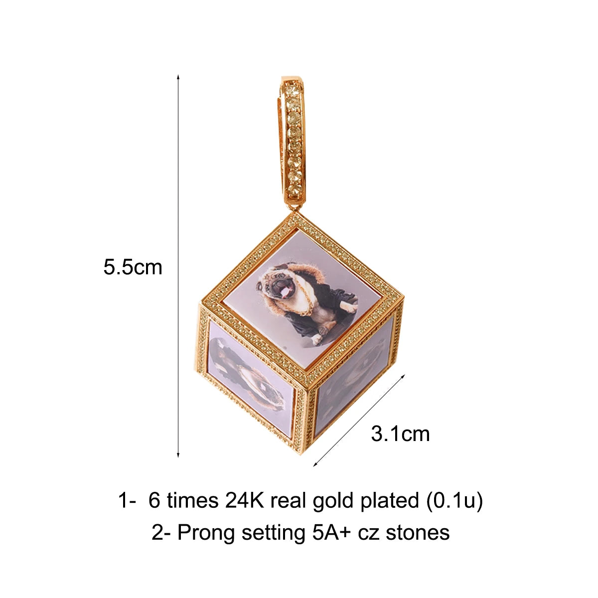 Bubble Letter Custom Photo Projection Pendant Necklace for Men Square Personalized Picture Jewelry 2021 Trend Hip Hop