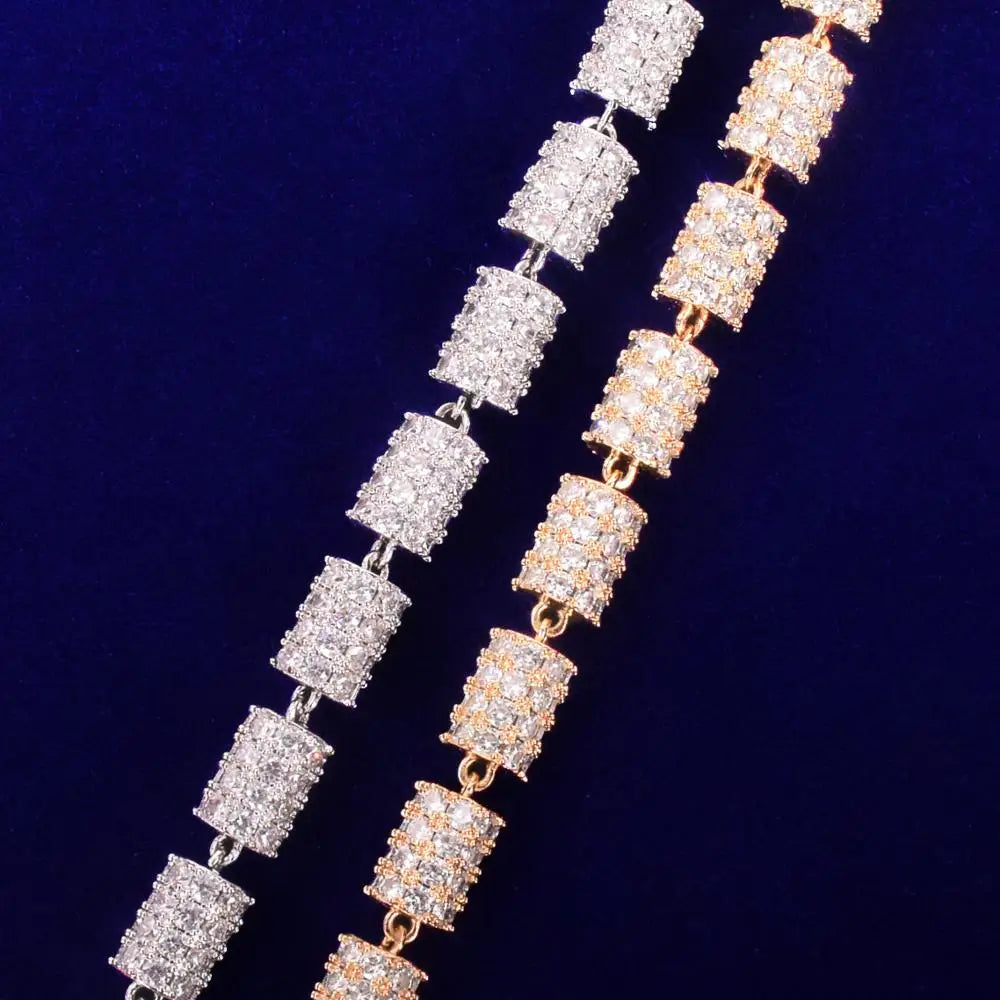 Bubble Letter Men's Necklace Choker Real Gold Plated Hip Hop Link Bling Full Cubic Rock Street Fashion Jewelry 2021 Trend