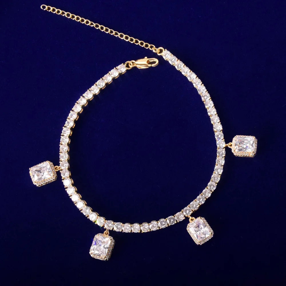 With White Crystal 4mm Tennis Chain Bracelet Hip Hop Jewelry Gold Color Men Women Link Adjustable