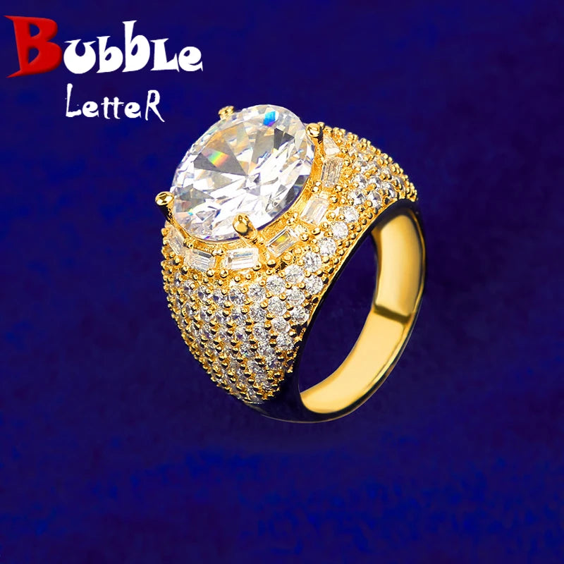 Bubble Letter Wedding Ring for Couples Real Gold Color Hip Hop Jewelry 2021 Trend Christmas Gift