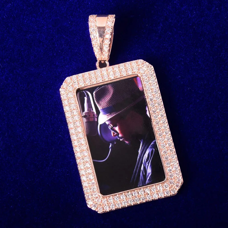 Bubble Letter Personalized Picture Pendant Men Necklace Custom Photo Medallions Real Gold Plated Hip Hop Jewelry Free Shipping