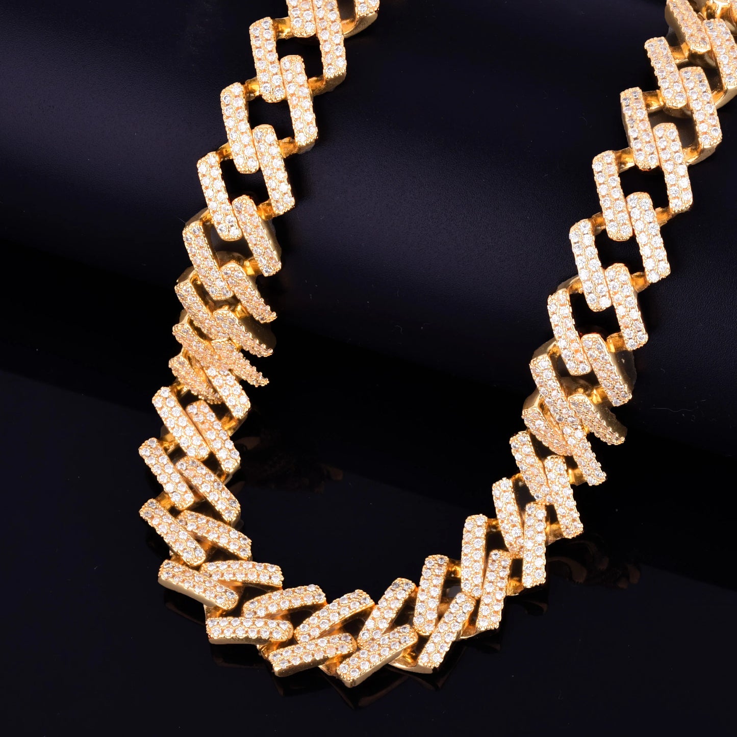 Bubble Letter Miami Cuban Link Chain for Men Choker Necklace Real Gold Plated Iced Out Cubic Zirconia Hip Hop Jewelry