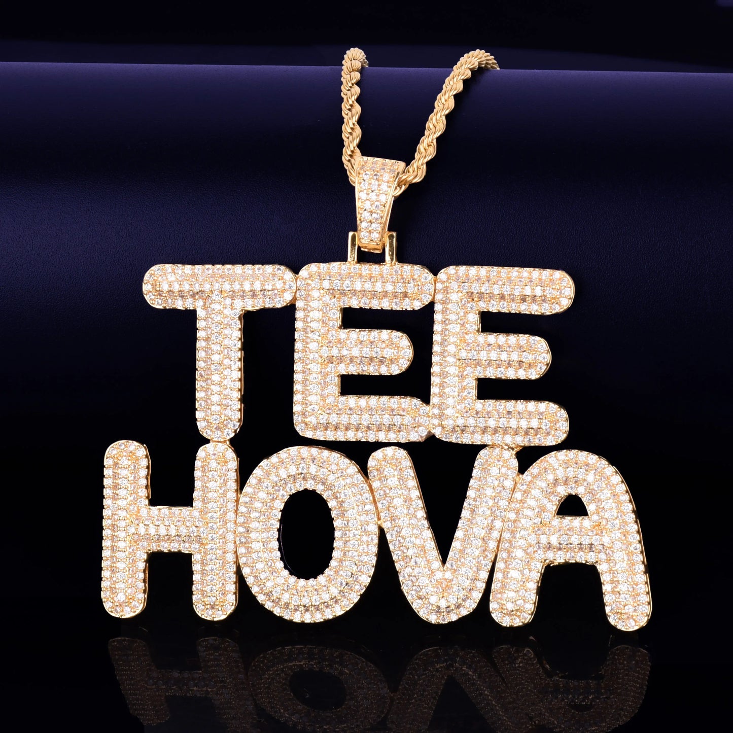 Bubble Letter Custom Name Necklaces Personalized Pendant Men Chain Real Gold Plated Cubic Zircon Hip Hop Rock Jewelry Iced Out