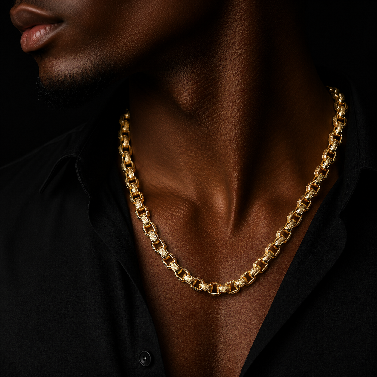 Bubble Letter Pattered Ring Roller Belcher Chain for Men Albert Clasp Hip Hop Jewelry