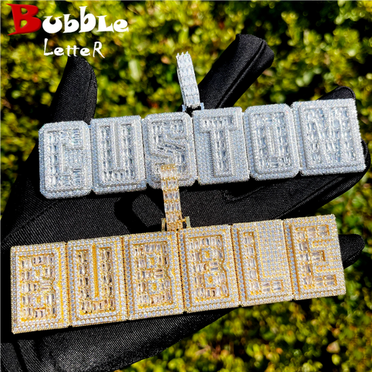 Bubble Letter Iced Out Custom Name Necklace for Men Prong Setting Personazlied Pendant Hip Hop Jewelry