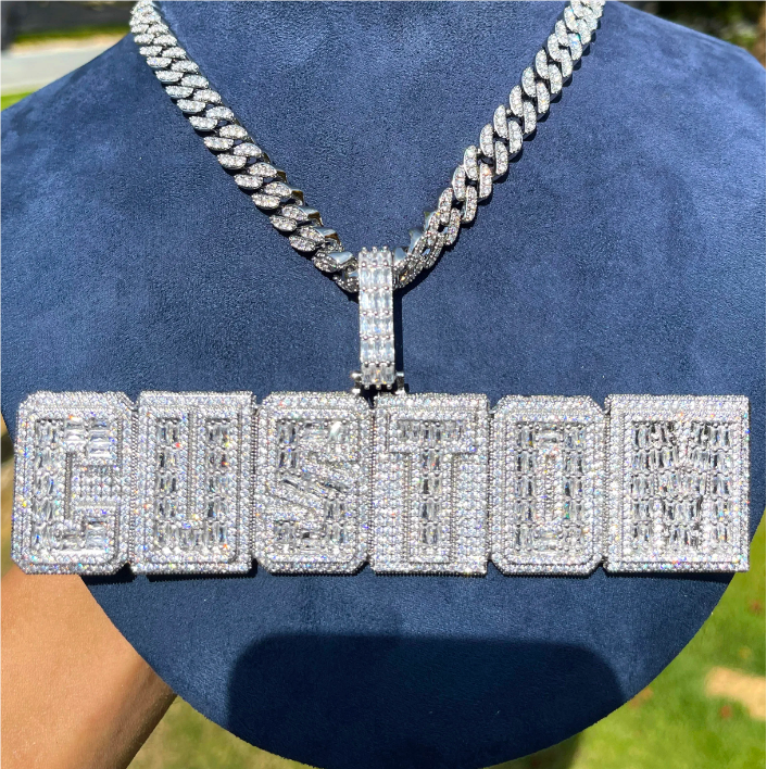 Bubble Letter Iced Out Custom Name Necklace for Men Prong Setting Personazlied Pendant Hip Hop Jewelry