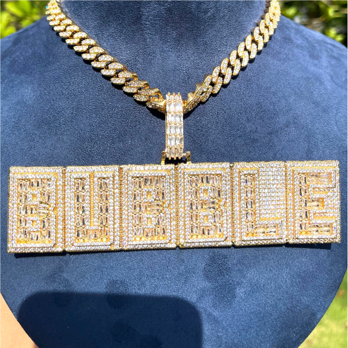 Bubble Letter Iced Out Custom Name Necklace for Men Prong Setting Personazlied Pendant Hip Hop Jewelry