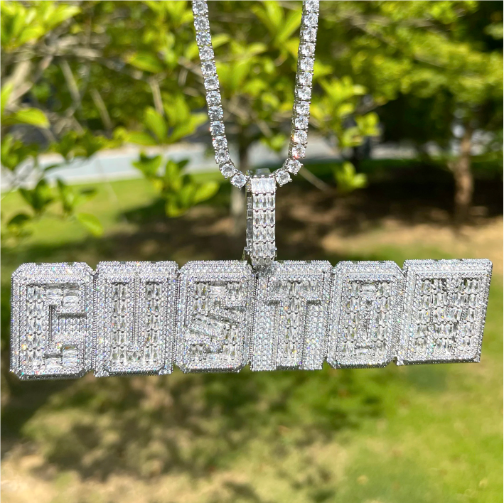 Bubble Letter Iced Out Custom Name Necklace for Men Prong Setting Personazlied Pendant Hip Hop Jewelry