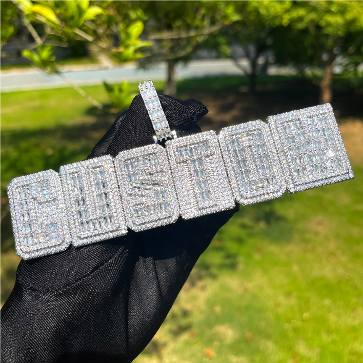 Bubble Letter Iced Out Custom Name Necklace for Men Prong Setting Personazlied Pendant Hip Hop Jewelry