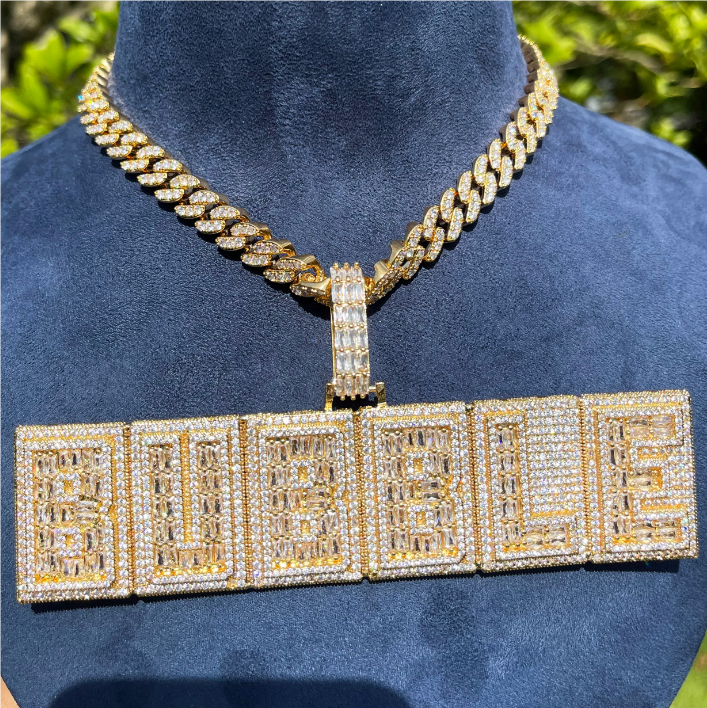 Bubble Letter Iced Out Custom Name Necklace for Men Prong Setting Personazlied Pendant Hip Hop Jewelry