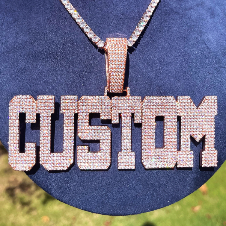 Bubble Letter Iced Out Custom Name Necklace Pendant for Men Personalized Micro Pave Charms Bling Hip Hop Jewelry