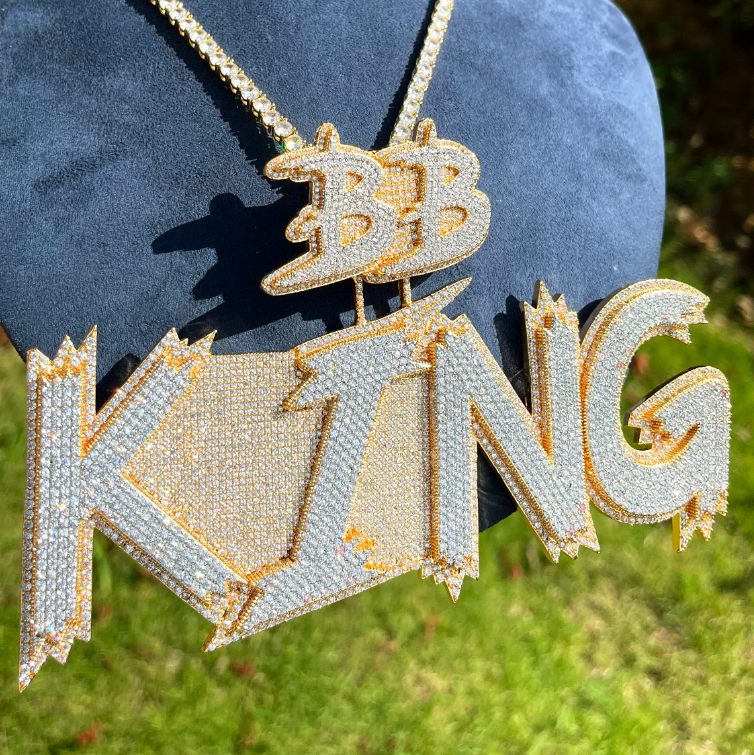 Bubble Letter Iced Out Custom 2 sizes Name Necklace Pendant for Men Micro Pave Cubic Zirconia Hip Hop Jewelry