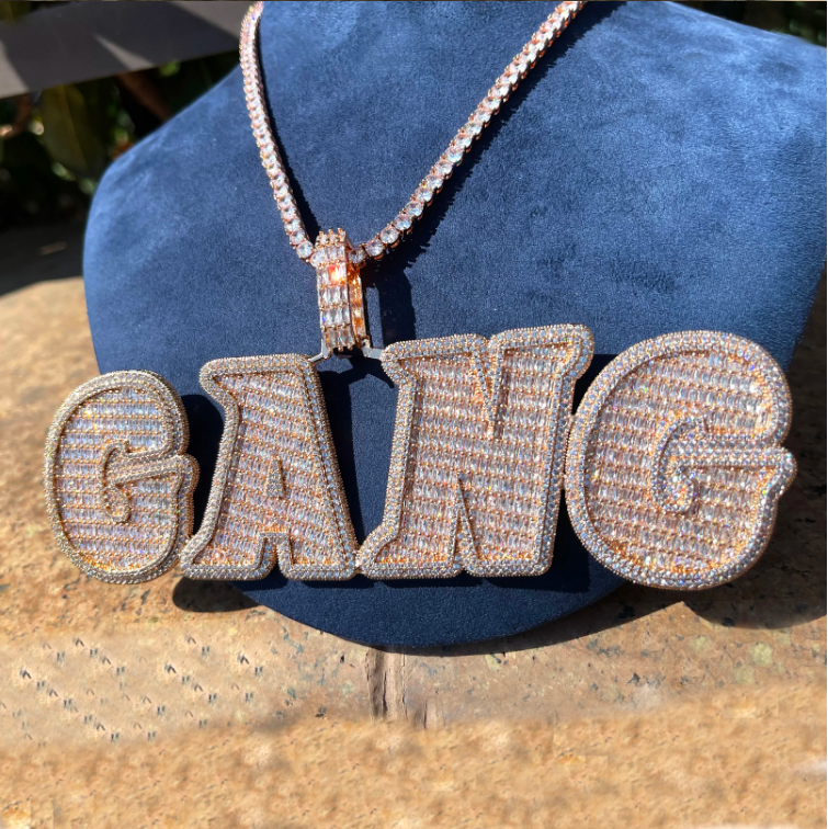 Bubble Letter Iced Out Custom Name Chain for Men Mirco Pave Baguette Personalized Necklace Pendant Hip Hop Jewelry