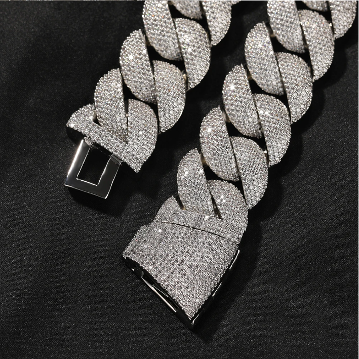 THE BLING KING Heavy 24mm Bubble Cuban Link Necklace For Men Micro Paved Cubic Zirconia Chain Deluxe Choker Rock Hip Hop Jewelry