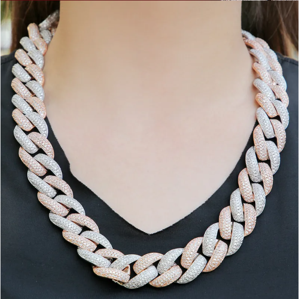 Bubble Letter Miami Cuban Link Chain Man Necklace Hip Hop Jewelry Iced Out Christmas Gifts 2021 Trend
