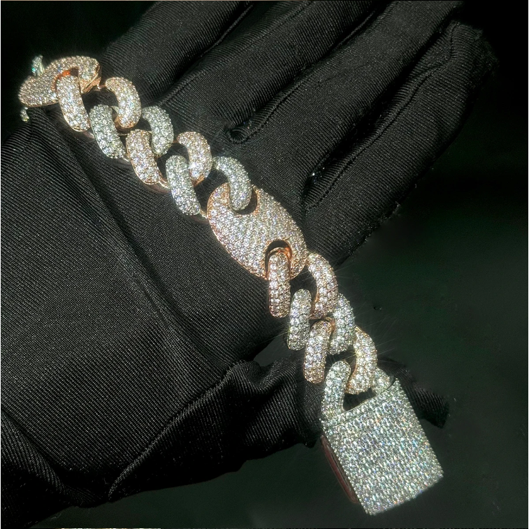 18mm Miami Cuban Bracelet Chain Men's Hip Hop Link Solid Back Copper Full Zircon Fashion Rock Jewelry