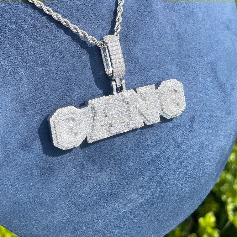 Bubble Letter Personalized Jewelry Custom Name Necklace Pendant for Women Cubic Zirconia Hip Hop Jewelry