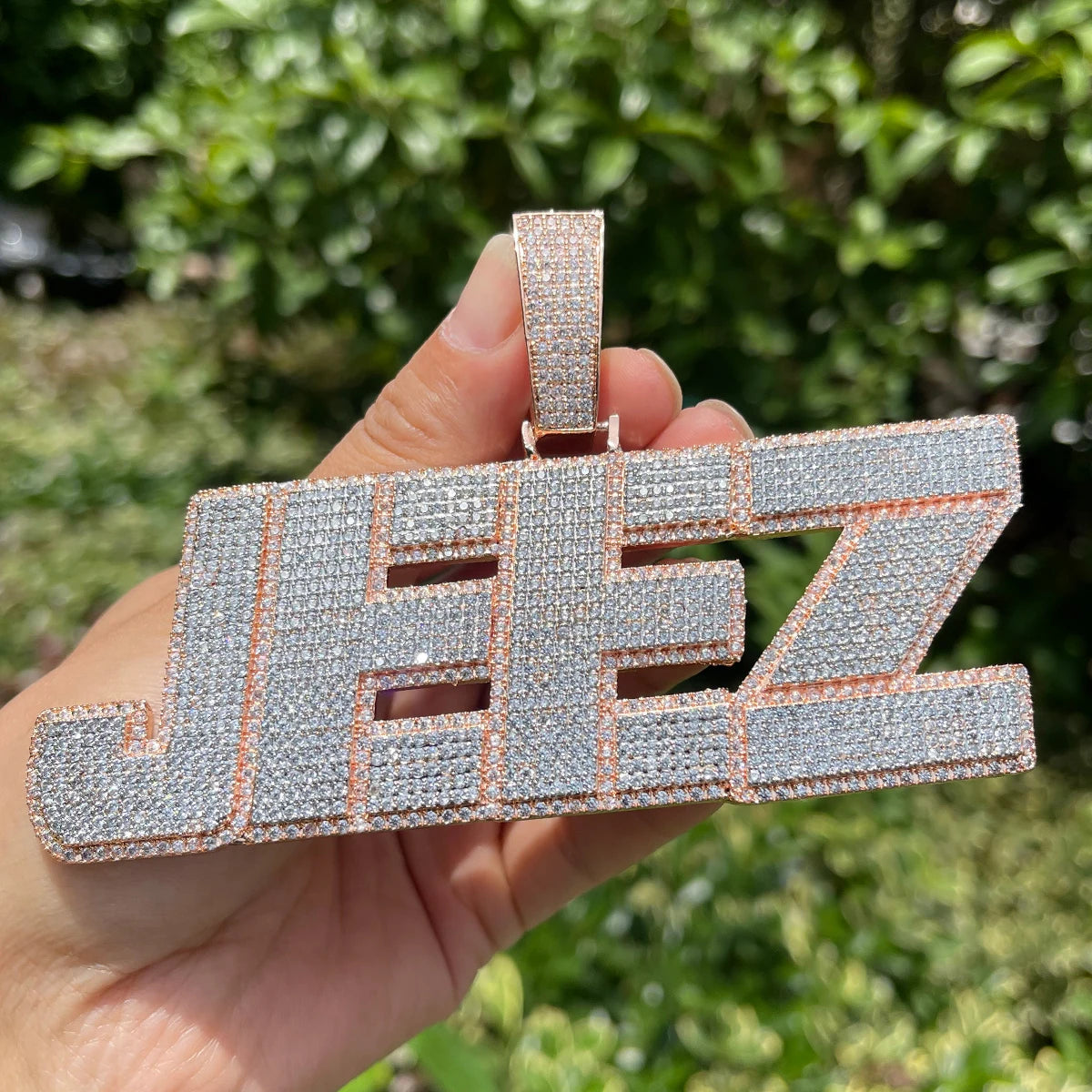 Bubble Letter Iced Out Personalized Pendant Custom Name Necklace for Men Two Tone Hip Hop Fashion Jewelry