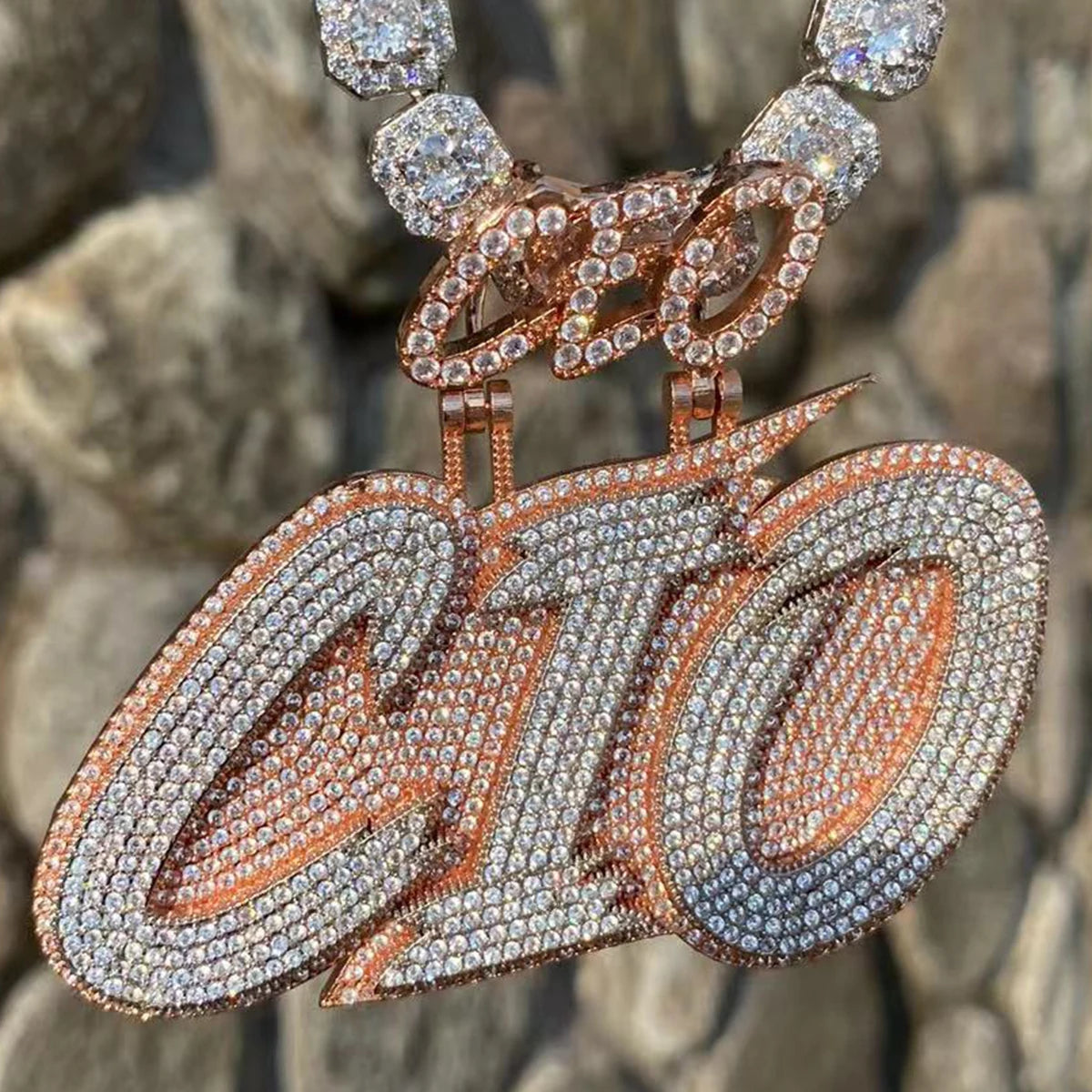 Bubble Letter Custom Name Necklace for Women Iced Out Personalized Pendant Two Tone Charms Hip Hop Jewelry 2022 Trend CEO Bail