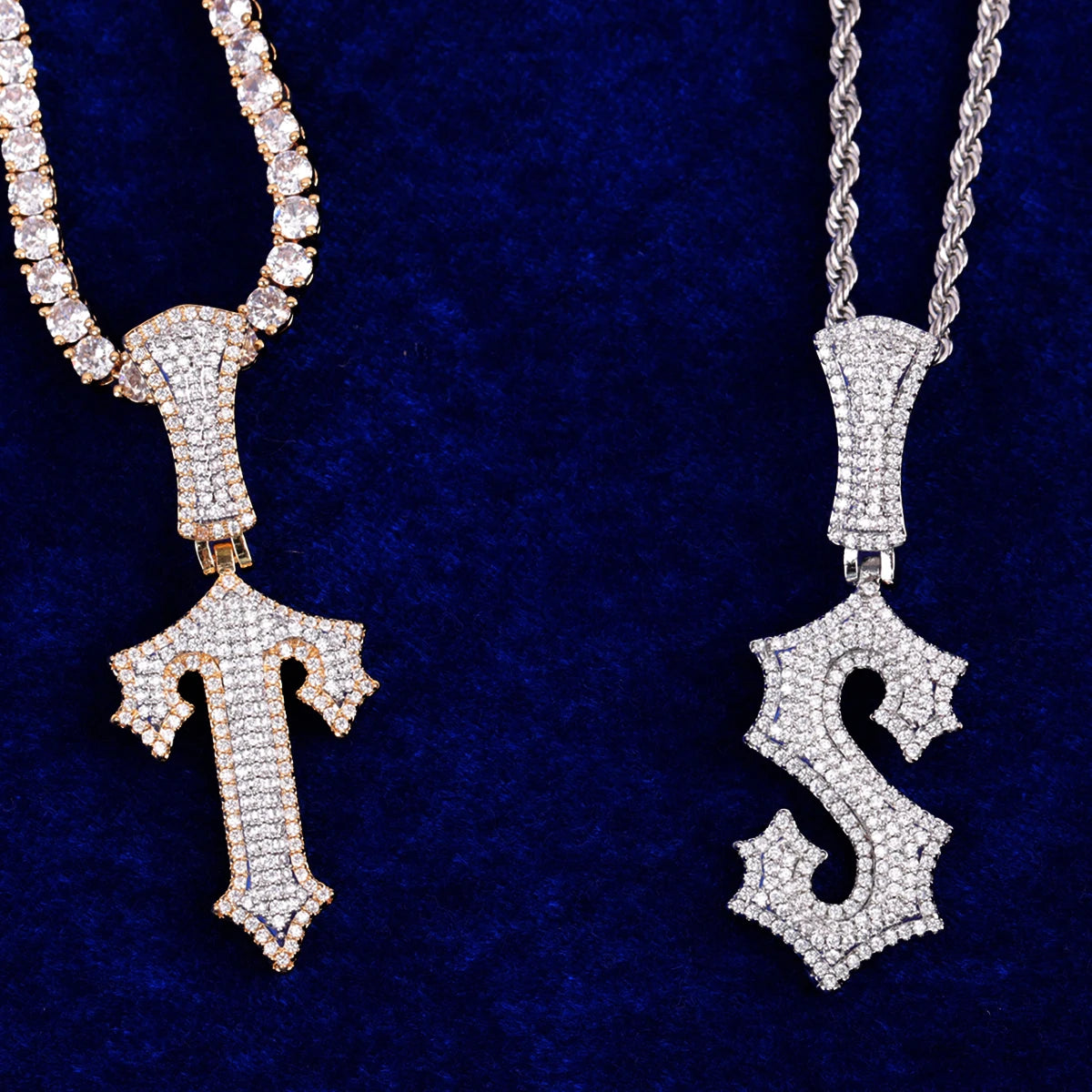 Bubble Letter Jewelry Trap Rapper Star Initial Single Necklace Men Iced Out Pendant Real Gold Plated Hip Hop Rock Street Charms