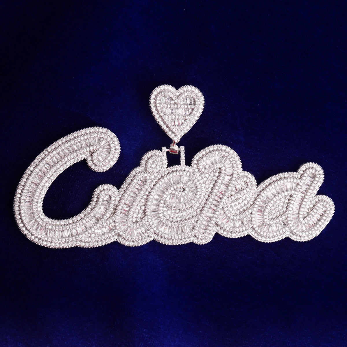 Bubble Letter Custom Name Necklace for Women Iced Out Personalized Pendant Charms Bling 2022 Trend Hip Hop Jewelry Heart Bail