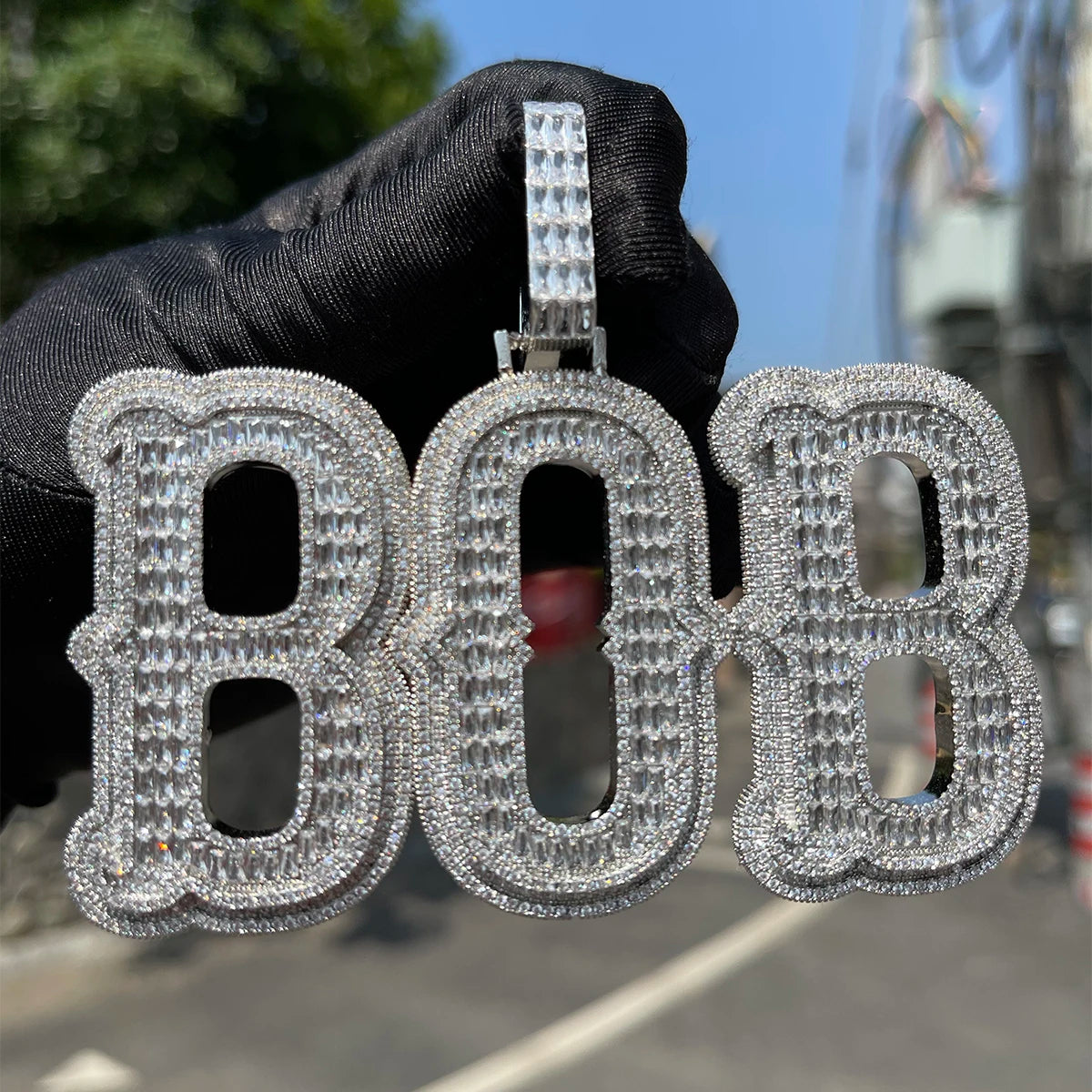 Bubble Letter Jewelry Baguette Customized Name Necklace for Men Iced Out Pendant  Hip Hop Charms 2022 Trend Best Selling