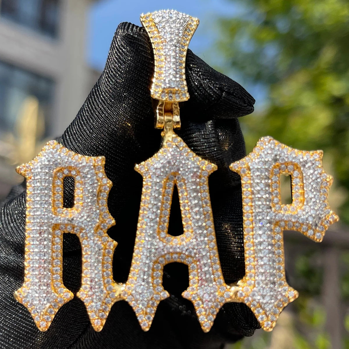 Bubble Letter Jewelry Customized Name Necklace Women Iced Out Prong Setting Pendant Personalized Charms Trap Rapper Super Star