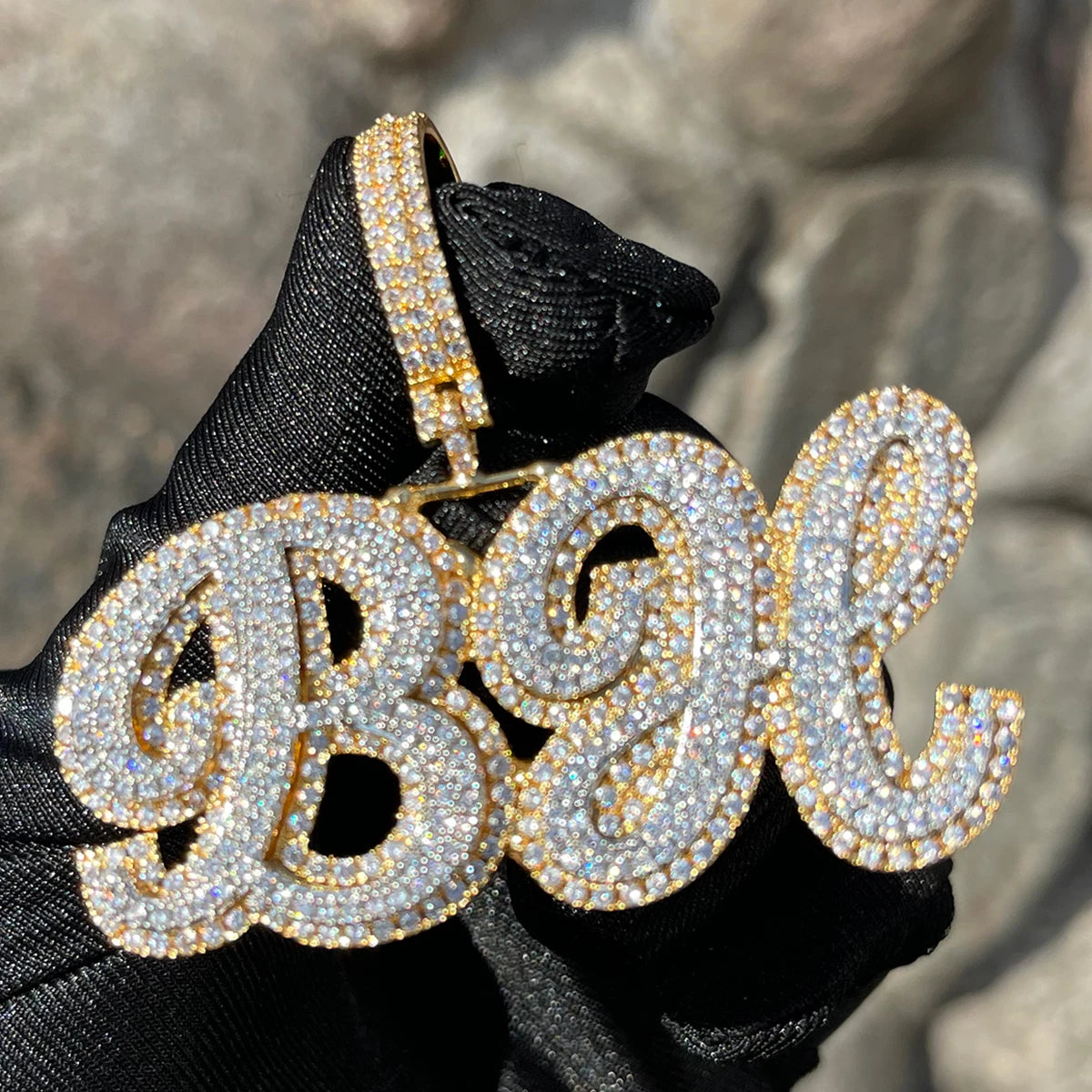 Bubble Letter Jewelry Iced Out Pendant Customized Name Necklace for Men Double Color Hip Hop Fashion Charms