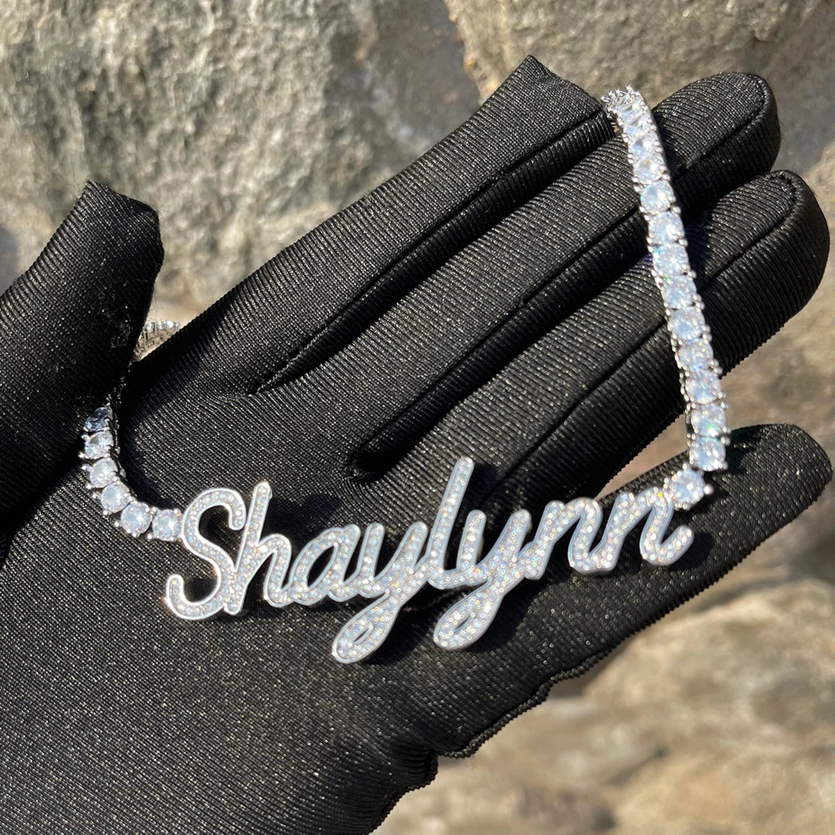 Bubble Letter Classy Girl Custom Name Necklace for Women Iced Out Choker Personalized Tennis Chain Silver Color Hip Hop Jewelry