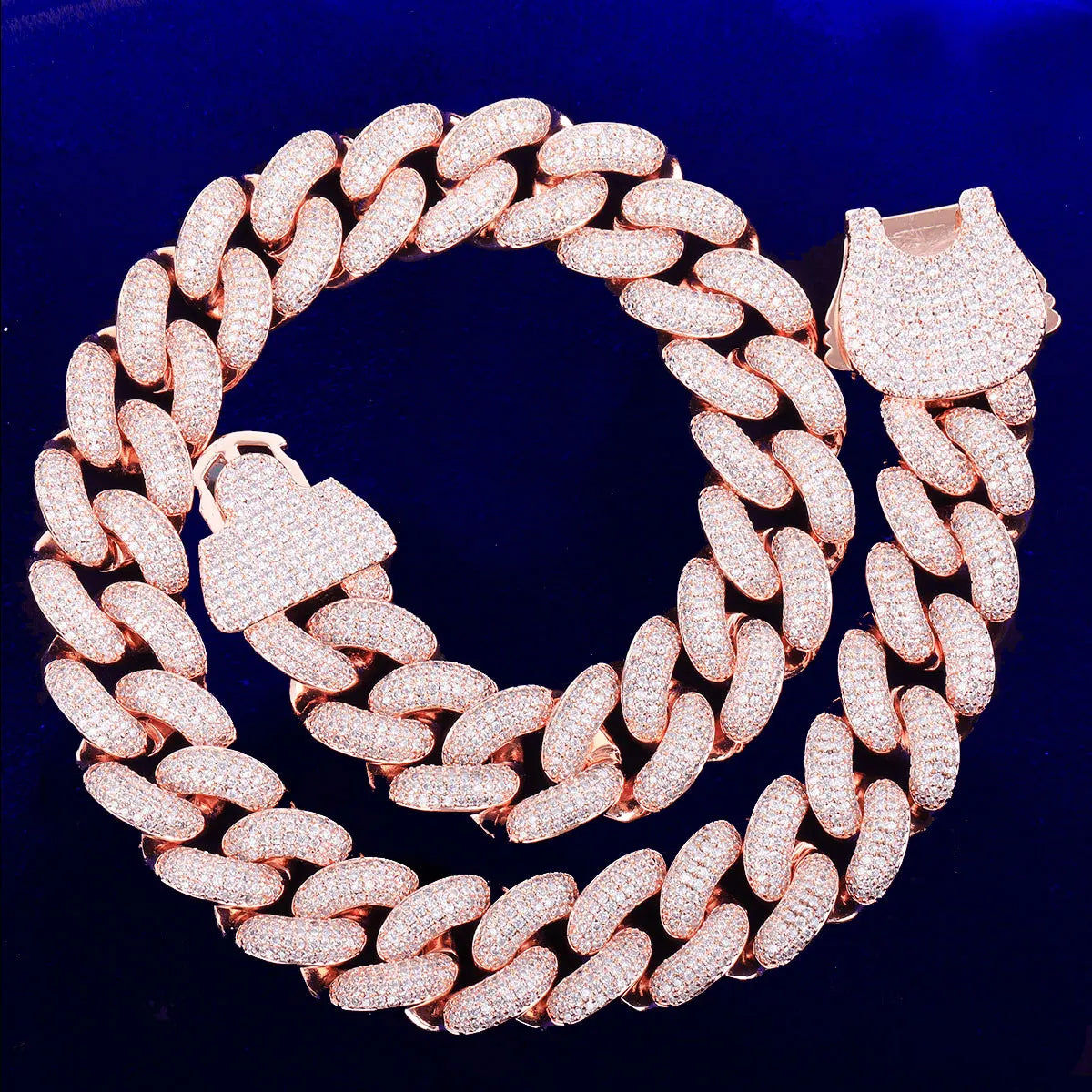 Bubble Letter Cuban Link Chain for Men Prong Necklace Choker Iced Out Cubic Zirconia Real Copper Hip Hop Jewelry Spring Clasp